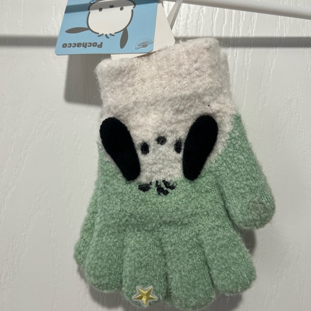 Pocheeze Kids Mint and White Mittens